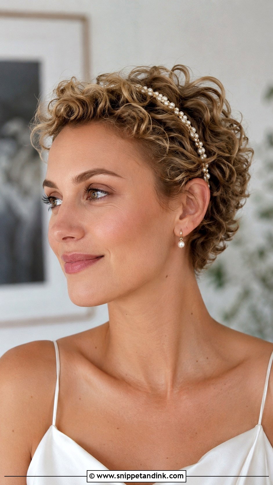 Short Curly Wedding Hairstyle With Headband - Snippet and Ink - 15 Short Curly Hair Wedding Hairstyles