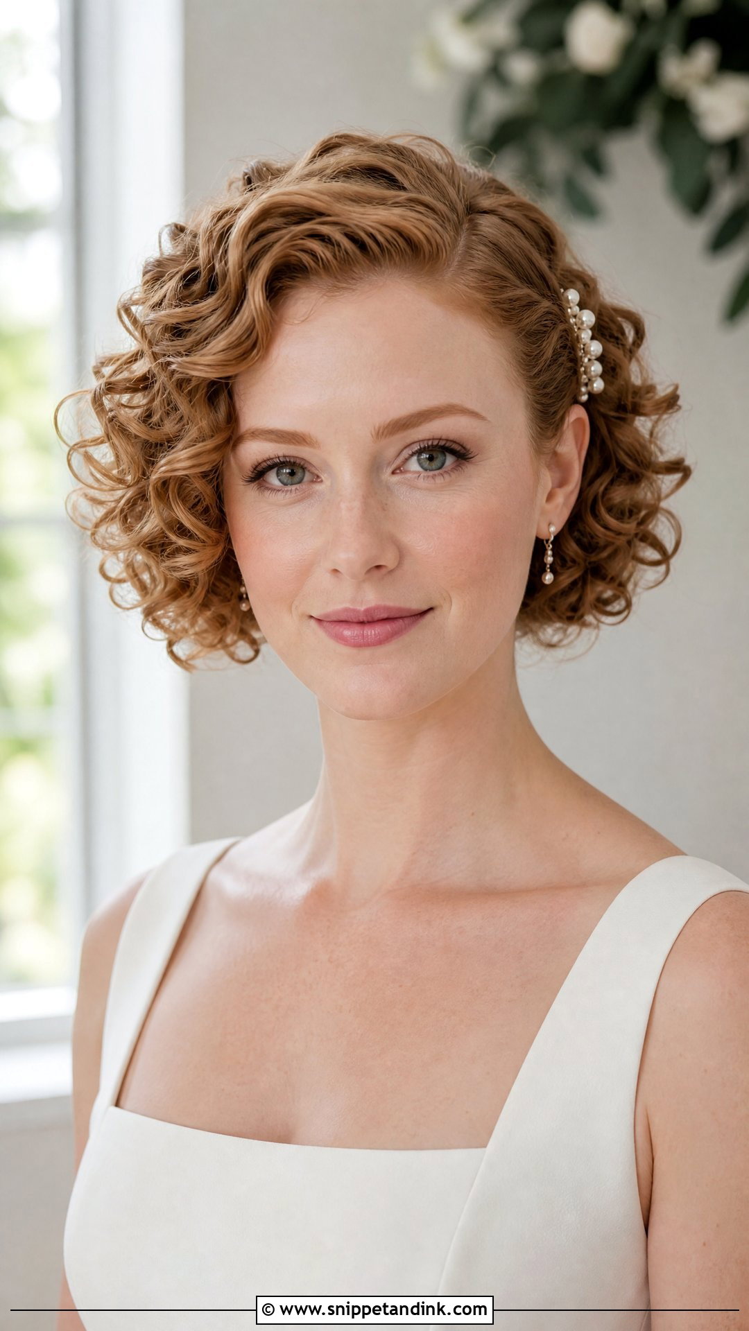 Short Curly Wedding Hairstyle - Snippet and Ink - 15 Curls Wedding Hairstyle