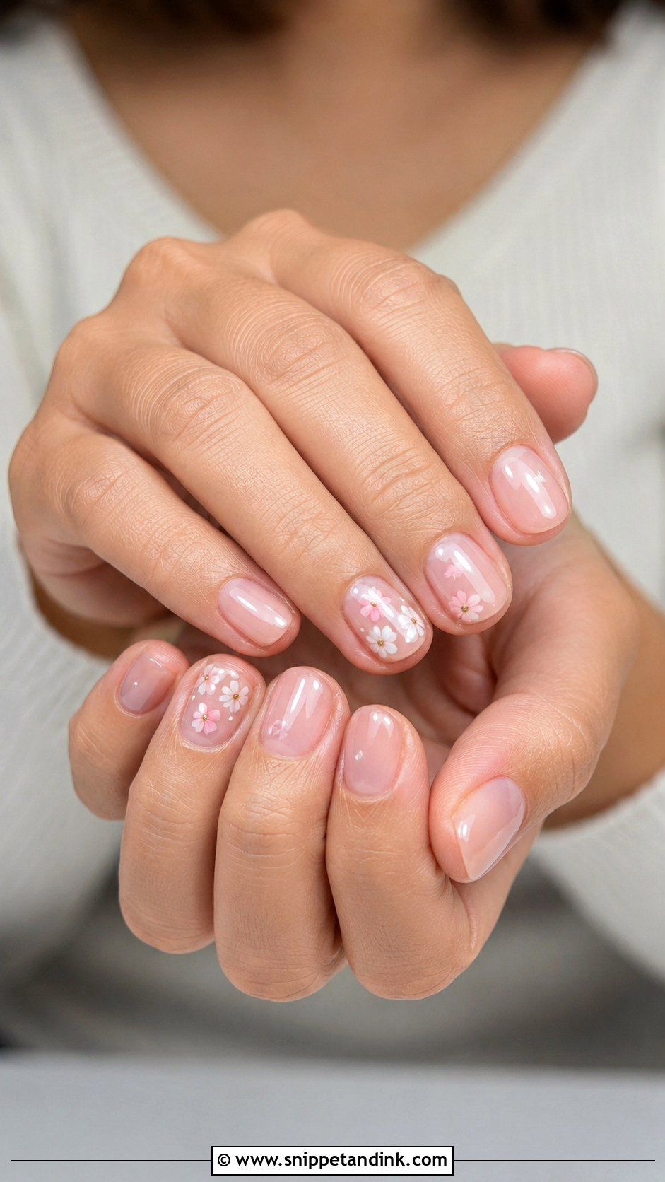Short Floral Accent Nails - Snippet and Ink - 20 Short Wedding Guest Nails