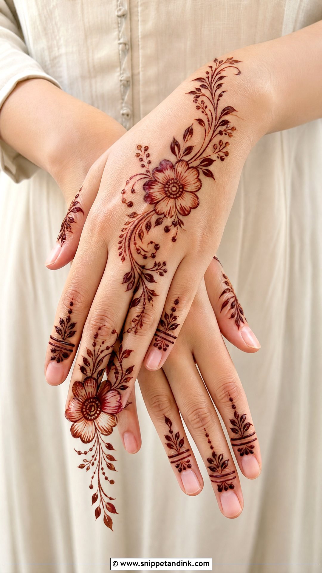 Short Floral Mehndi Design - Snippet and Ink - 30 Short Mehndi Designs