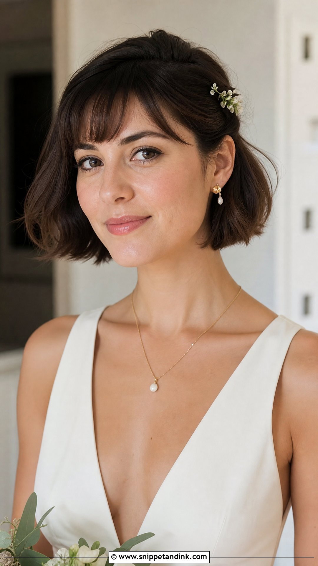 Short French Bob Wedding Hairstyle - Snippet and Ink - 20 Short Hair Open Hairstyles for Wedding