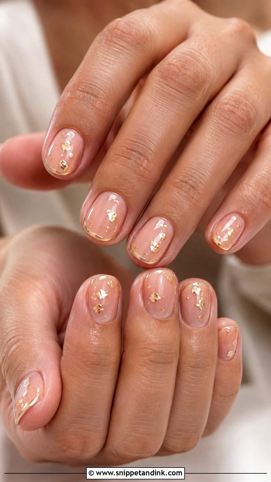 Short Gold Foil Wedding Nails - Snippet and Ink - 30 Short Wedding Nails