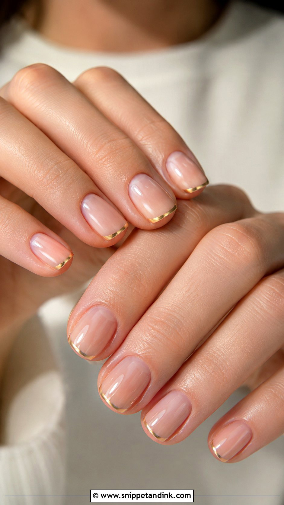 Short Gold French Tip Nails - Snippet and Ink - 20 Short Wedding Guest Nails
