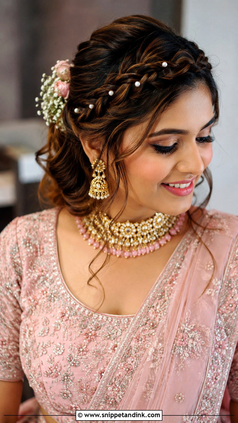 Short Hair Braided Crown For Indian Wedding - Snippet and Ink - 15 Indian Bridal Hairstyles for Short Hair