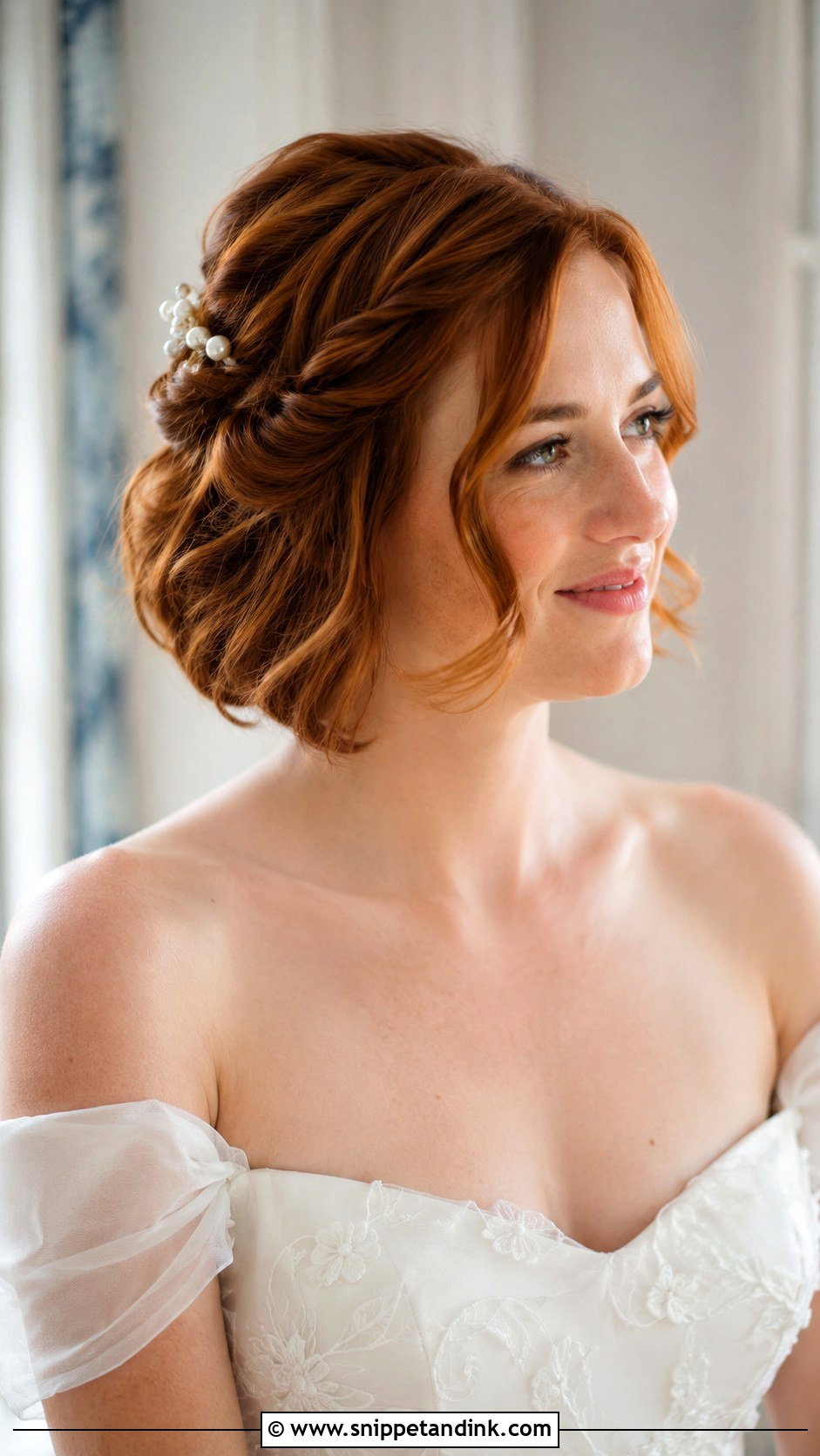 Short Hair Braided Crown Wedding Updo - Snippet and Ink - 15 Short Hair Up Do Wedding Ideas