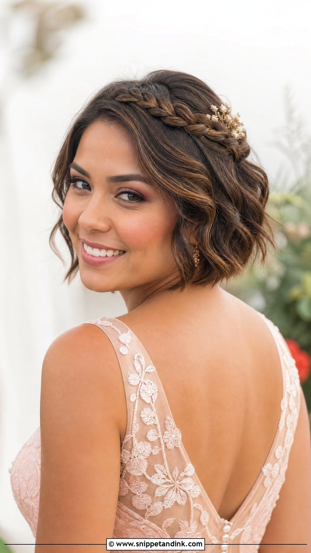 Short Hair Braided Crown Wedding - Snippet and Ink - 15 Easy Hairstyles for Short Hair for Wedding