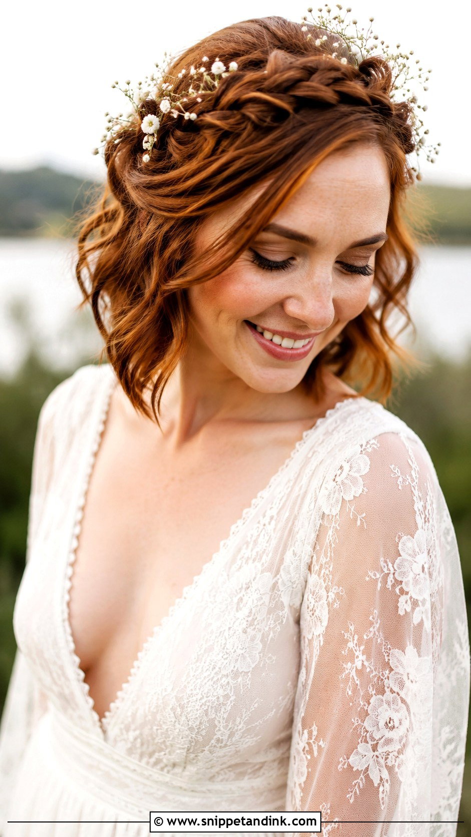 Short Hair Braided Crown for Bride - Snippet and Ink - 20 Hairdos for Short Hair Wedding