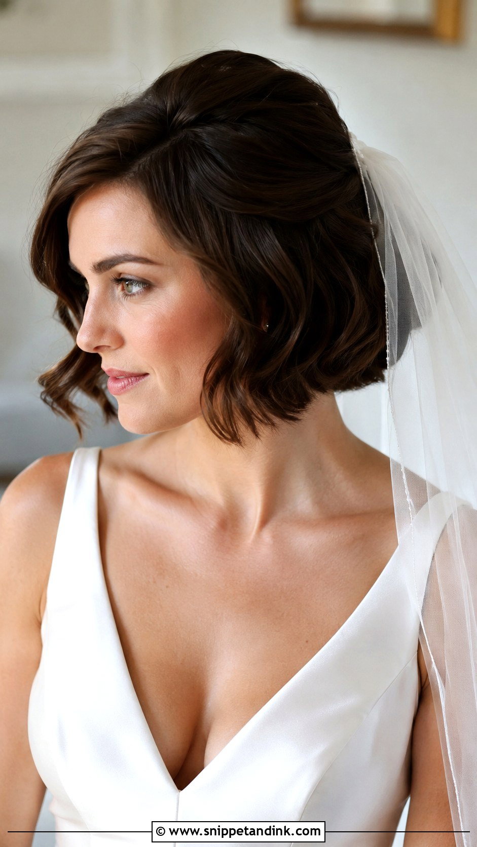 Short Hair Bridal Bob With Veil - Snippet and Ink - 20 Bridal Hairstyle Short Hair Ideas