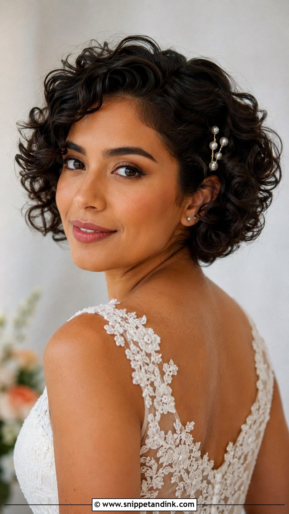 Short Hair Bridal Curly Bob - Snippet and Ink - 20 Bridal Hairstyle Short Hair Ideas