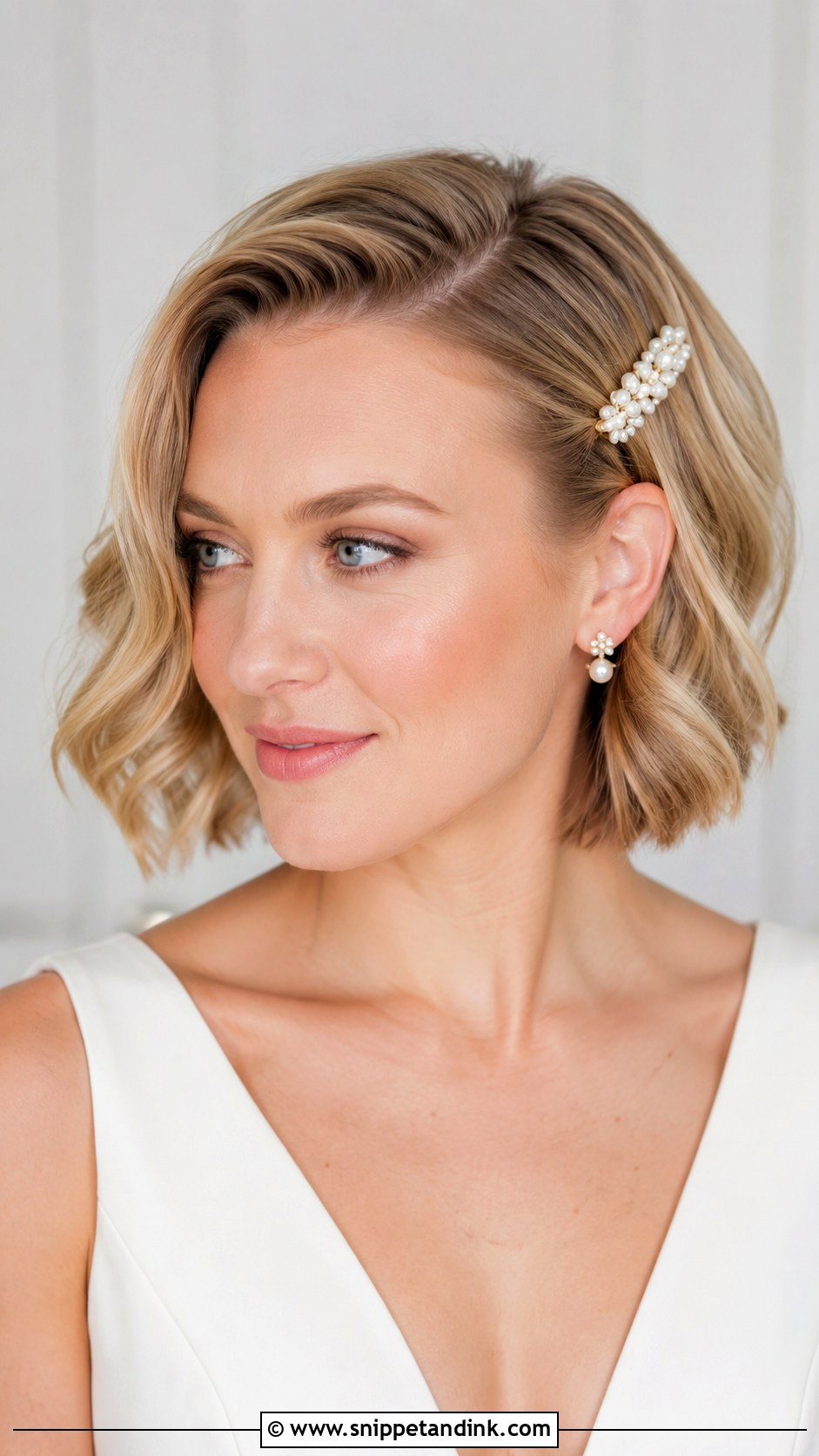 Short Hair Bridal Hairstyle - Snippet and Ink - 15 Romantic Bridal Hairstyles
