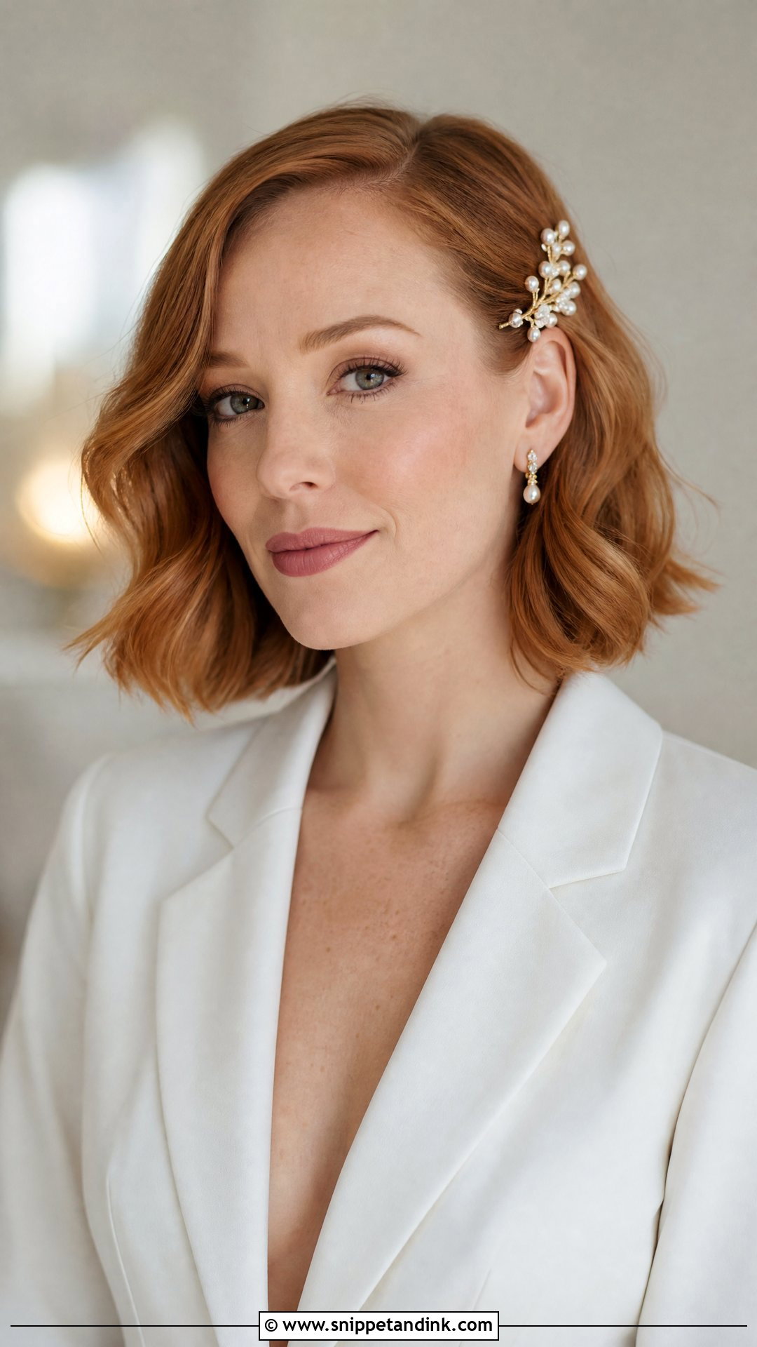 Short Hair Bridal Hairstyle With Headpiece - Snippet and Ink - 15 Bridal Hairstyles with Headpiece