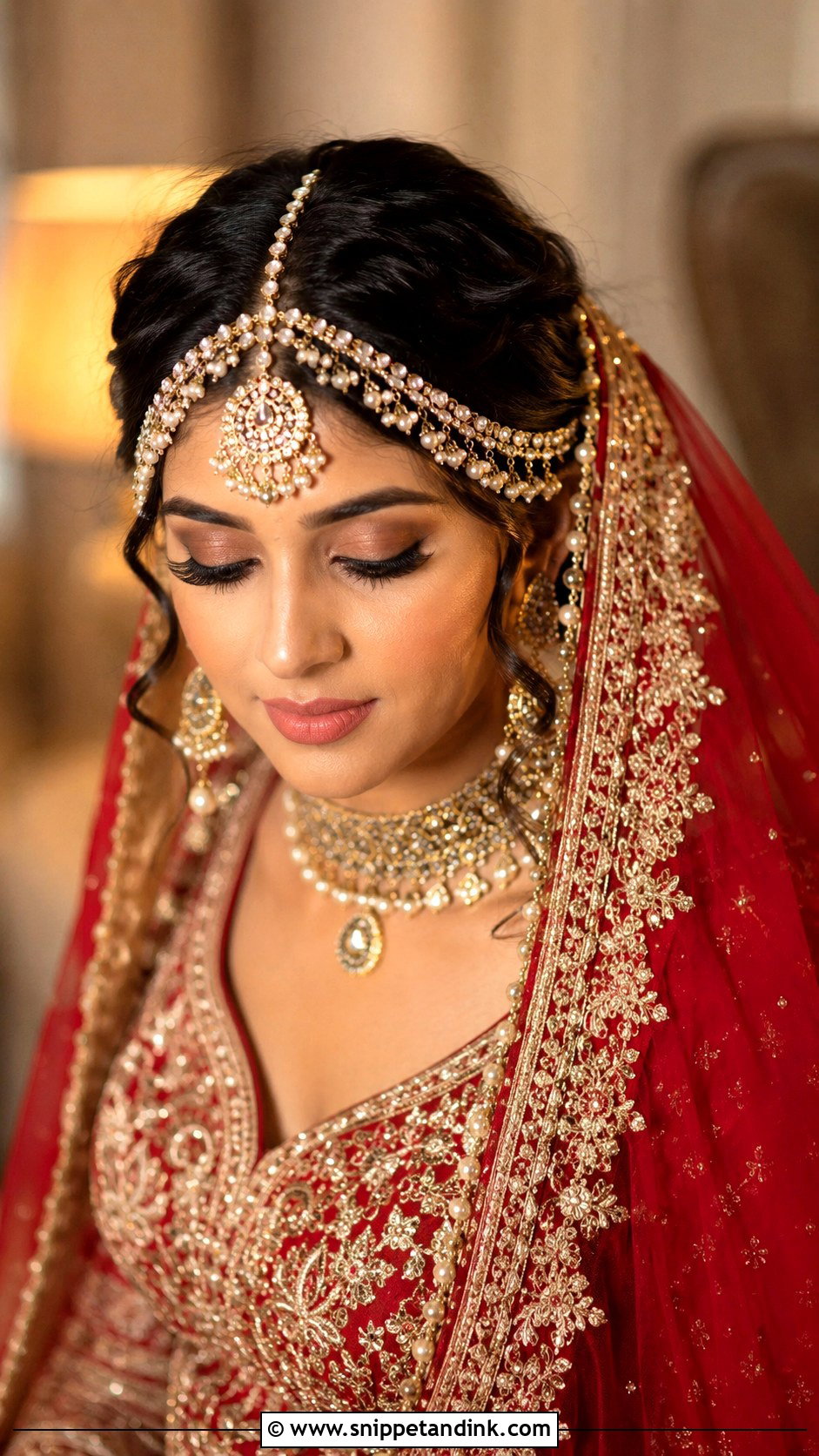 Short Hair Bridal Hairstyle With Matha Patti - Snippet and Ink - 15 Indian Bridal Hairstyles for Short Hair