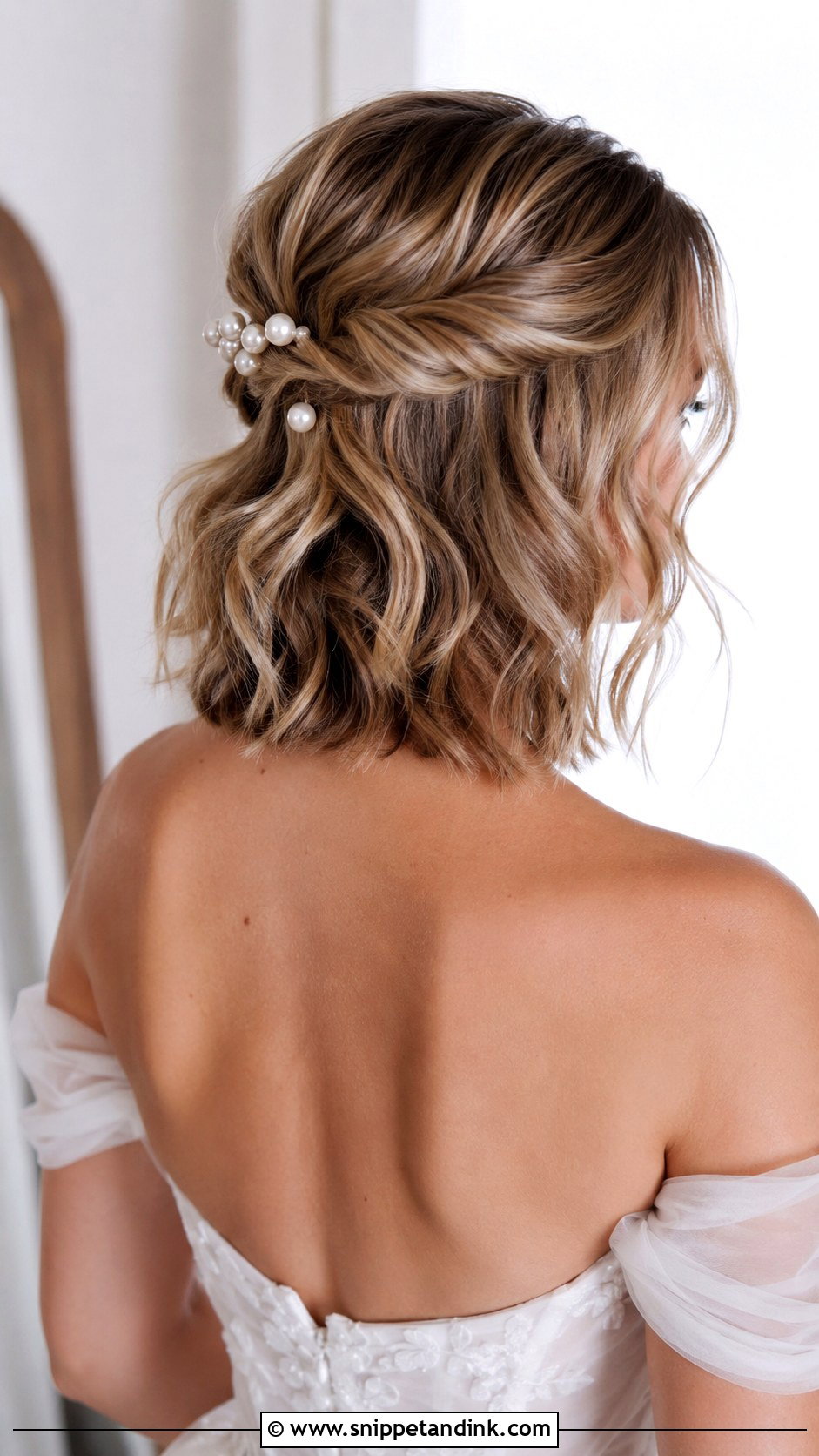 Short Hair Bridal Half Up Bob - Snippet and Ink - 20 Bridal Hairstyle Short Hair Ideas