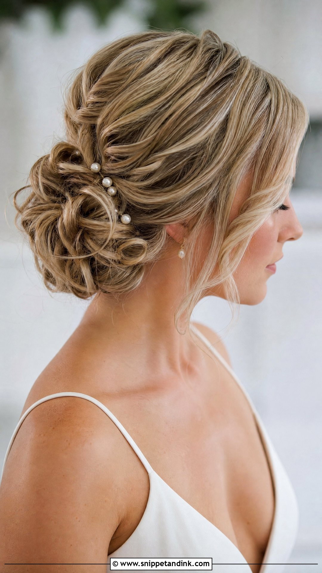 Short Hair Bridal Low Updo - Snippet and Ink - 15 Bridal Hair Low Updo Ideas