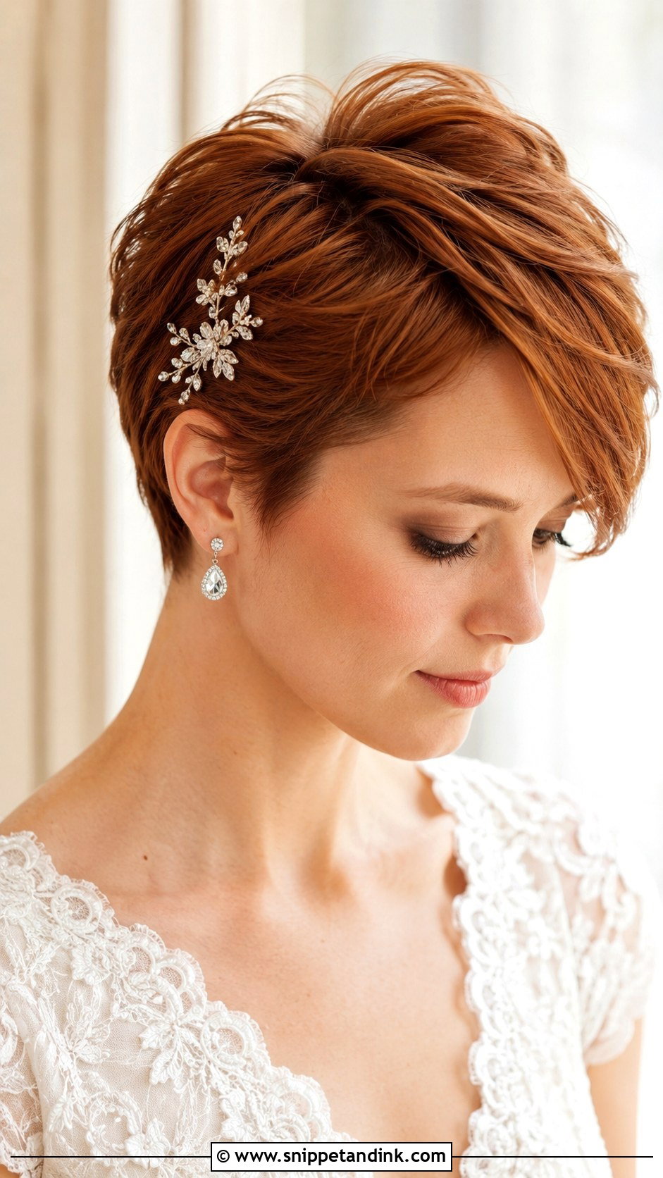 Short Hair Bridal Side Swept Pixie - Snippet and Ink - 20 Bridal Hairstyle Short Hair Ideas