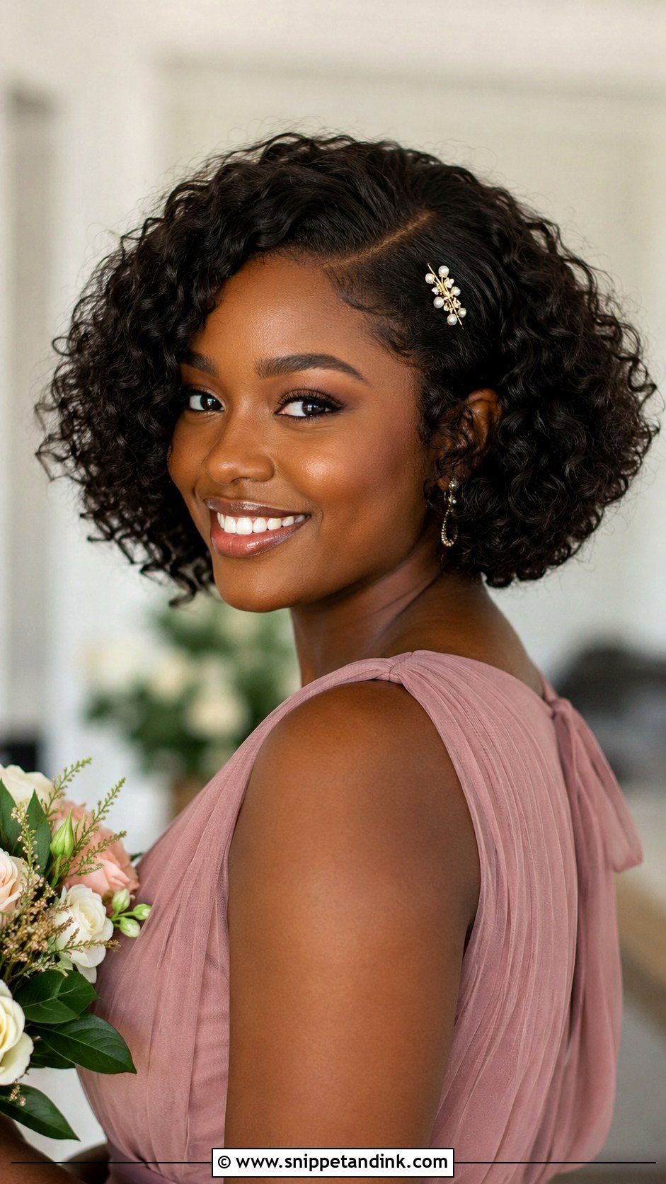 Short Hair Bridesmaid Curly Bob - Snippet and Ink - 20 Short Hair Wedding Styles Bridesmaid