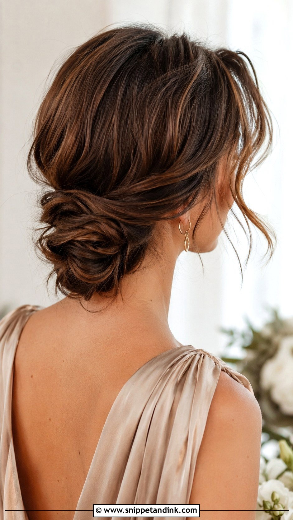 Short Hair Bridesmaid Low Twist Updo - Snippet and Ink - 20 Short Hair Wedding Styles Bridesmaid