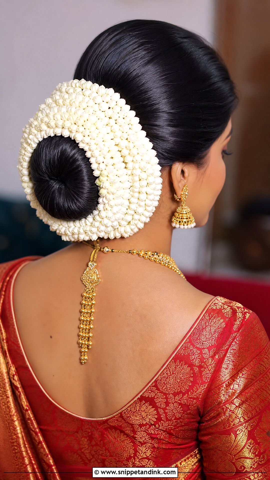 Short Hair Bun With Jasmine Flowers - Snippet and Ink - 20 South Indian Wedding Hairstyles for Short Hair