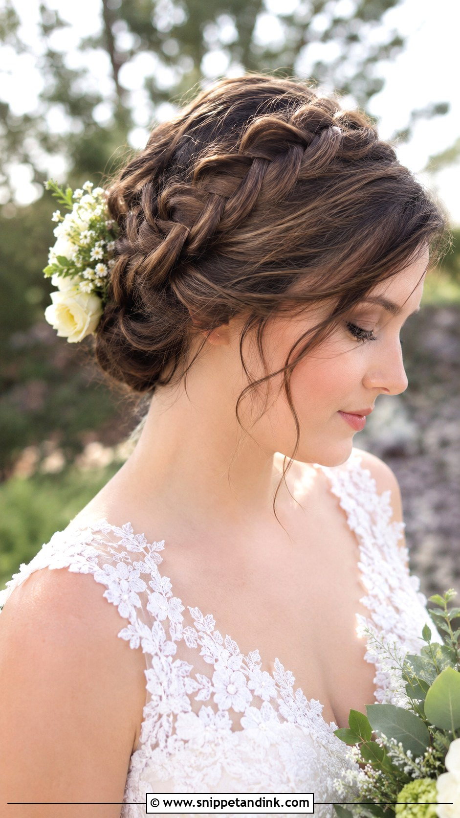 Short Hair Crown Braid Updo for Bride - Snippet and Ink - 20 Hairdos for Short Hair Wedding