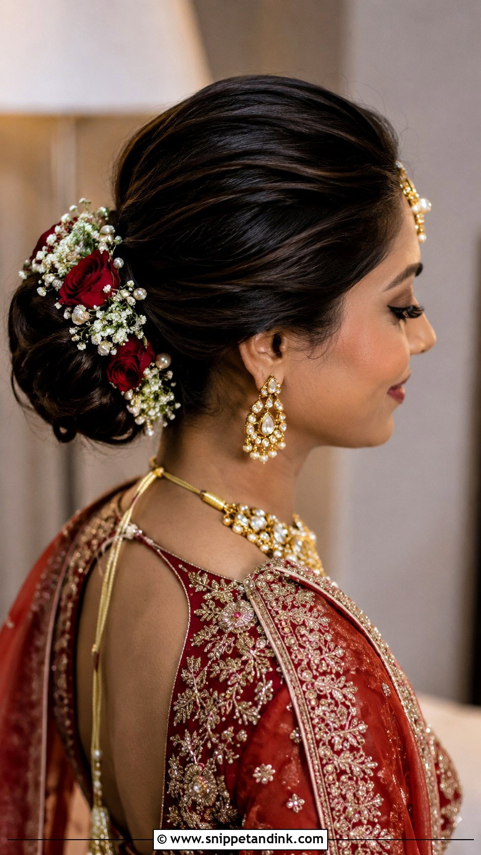 Short Hair Faux Bun For Indian Bride - Snippet and Ink - 15 Indian Bridal Hairstyles for Short Hair