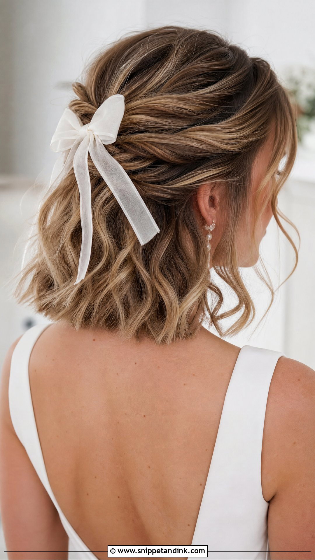 Short Hair Half Up Bridal Updo - Snippet and Ink - 15 Bridal Updo for Short Hair Ideas
