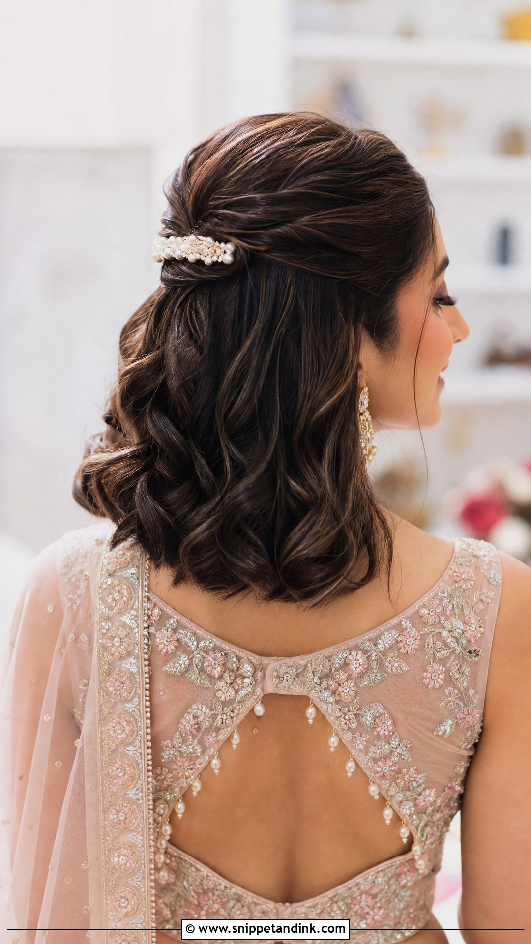 Short Hair Half Up For Indian Wedding - Snippet and Ink - 20 Short Hair Styles Indian Wedding