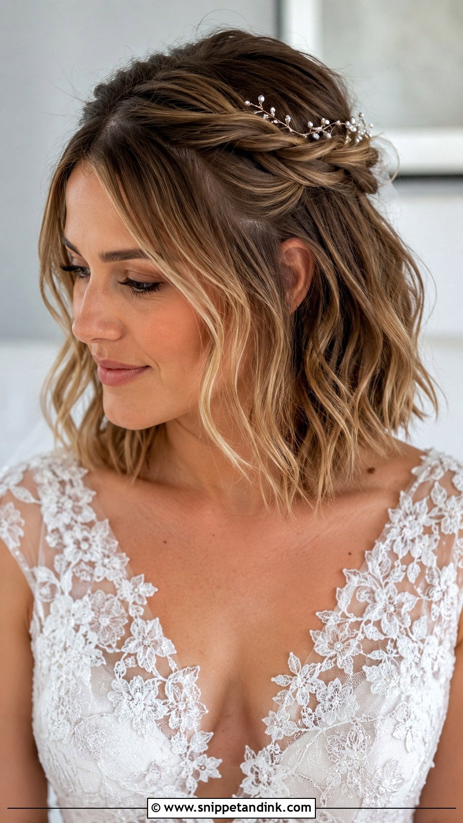 Short Hair Half Up Half Down - Snippet and Ink - 25 Short Hair Bridal Hairstyles