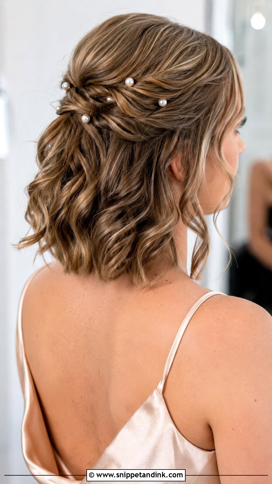 Short Hair Half Up Half Down With Pearl Pins - Snippet and Ink - 20 Bridesmaid Hairstyles Half Up Half Down Short Hair