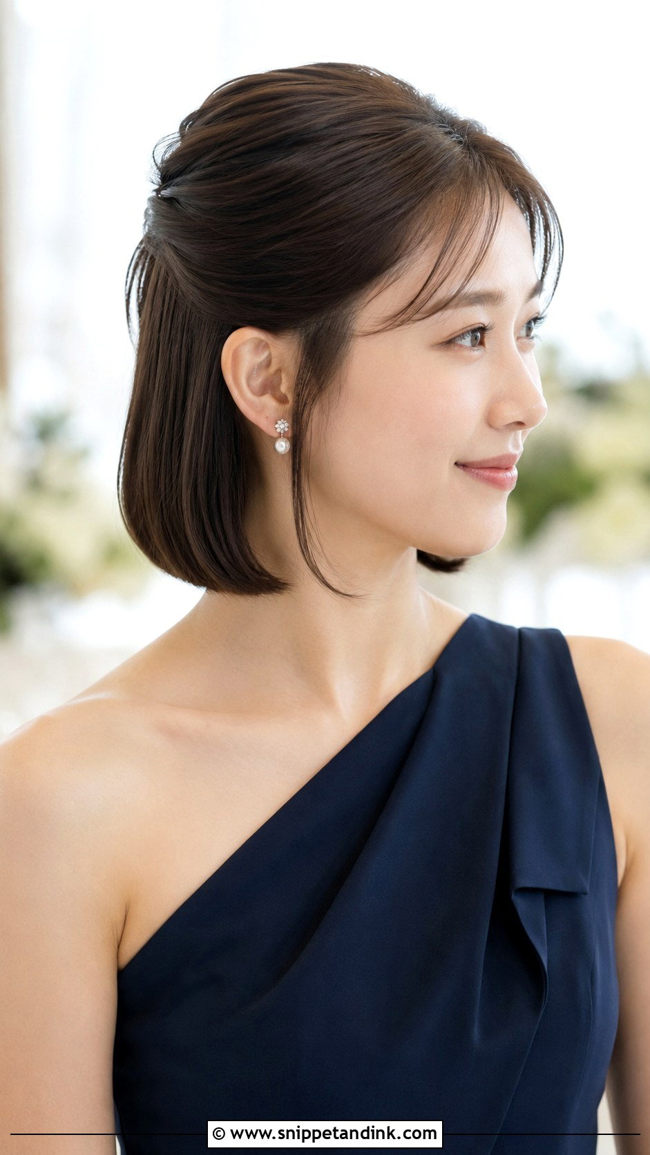 Short Hair Half Up Half Down With Sleek Ends - Snippet and Ink - 20 Bridesmaid Hairstyles Half Up Half Down Short Hair