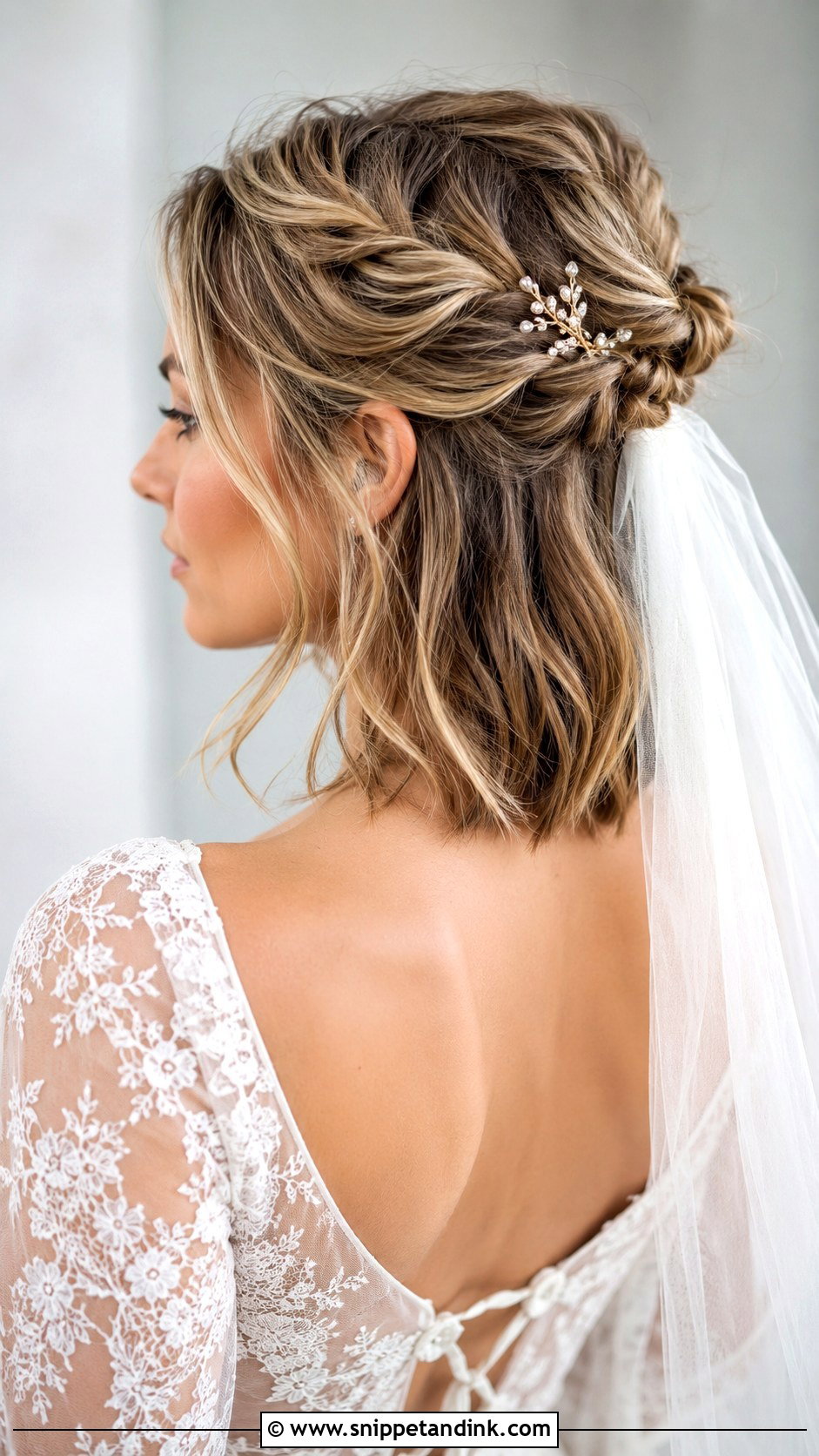 Short Hair Half Up Half Down - Snippet and Ink - 25 Hairstyle for Wedding Short Hair Ideas