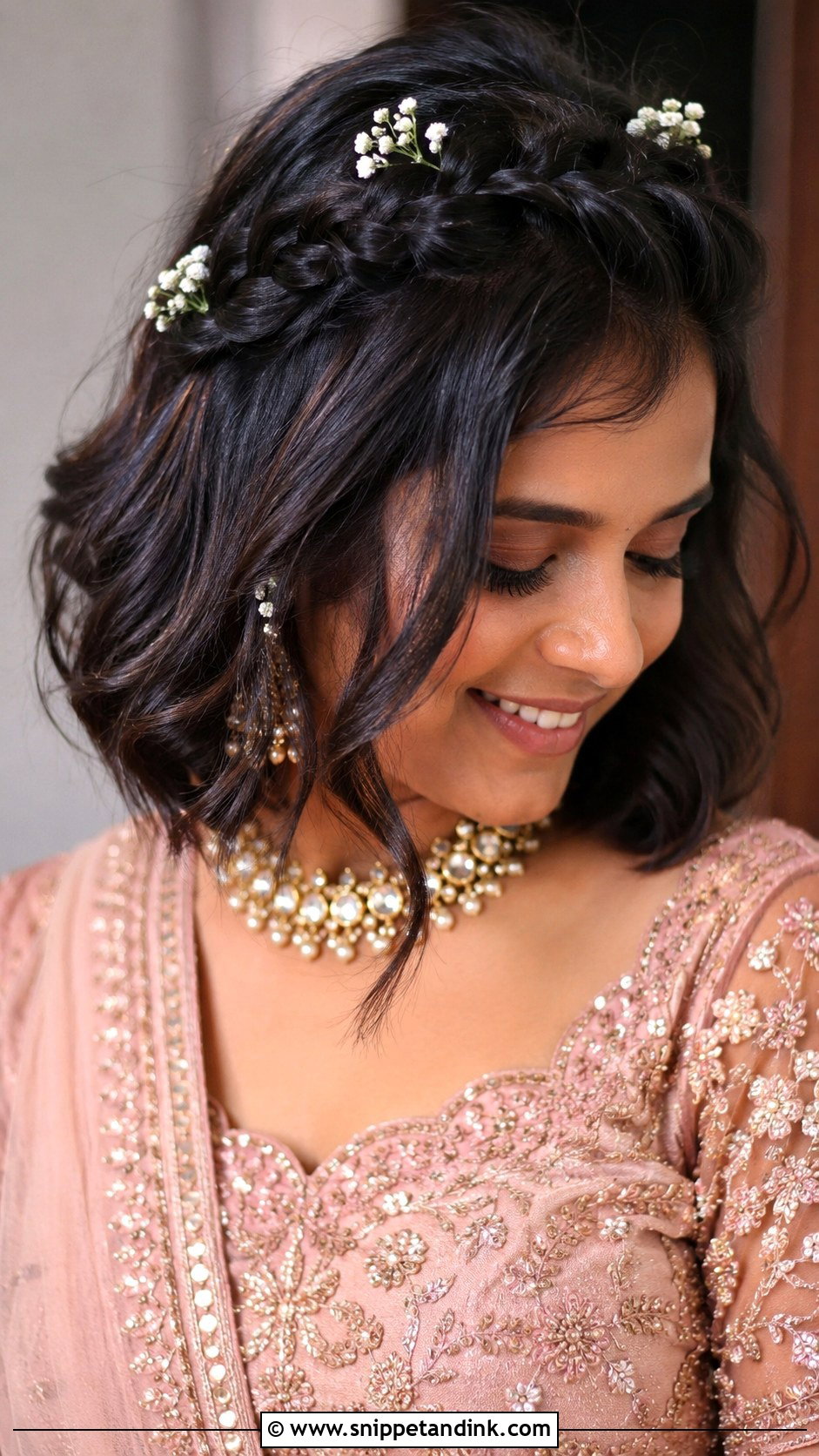 Short Hair Indian Wedding Crown Braid - Snippet and Ink - 15 Short Hair Indian Wedding Hairstyles