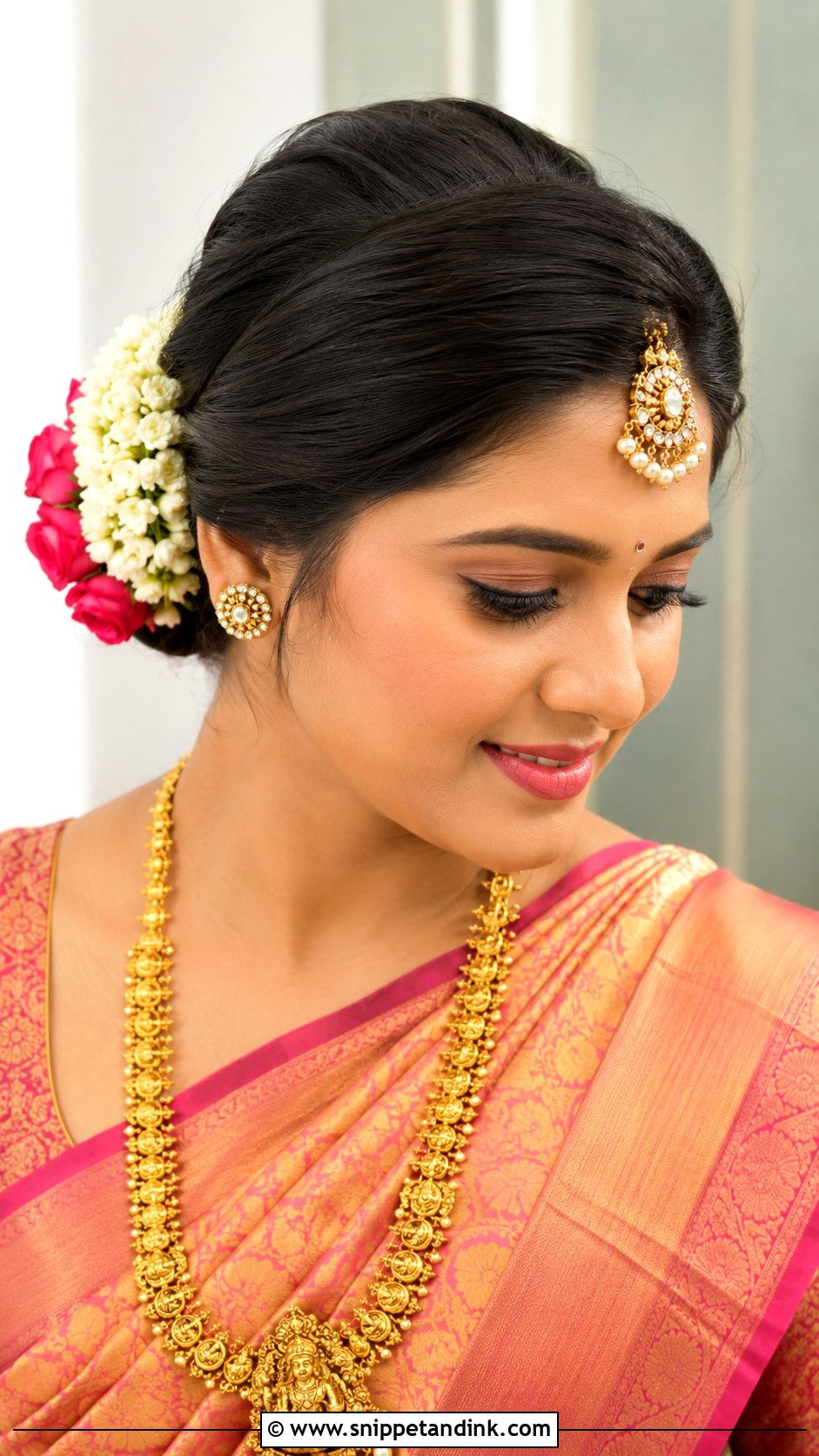 Short Hair Indian Wedding Flower Bun - Snippet and Ink - 15 Short Hair Indian Wedding Hairstyles