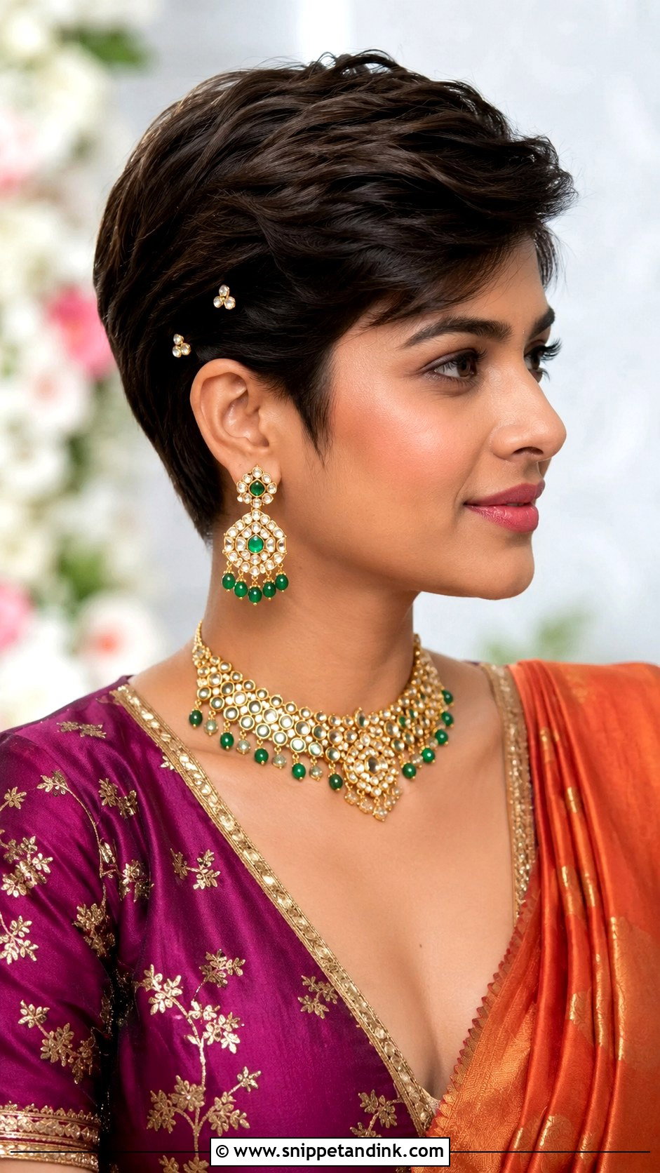Short Hair Indian Wedding Half Up Hairstyle - Snippet and Ink - 15 Short Hair Indian Wedding Hairstyles