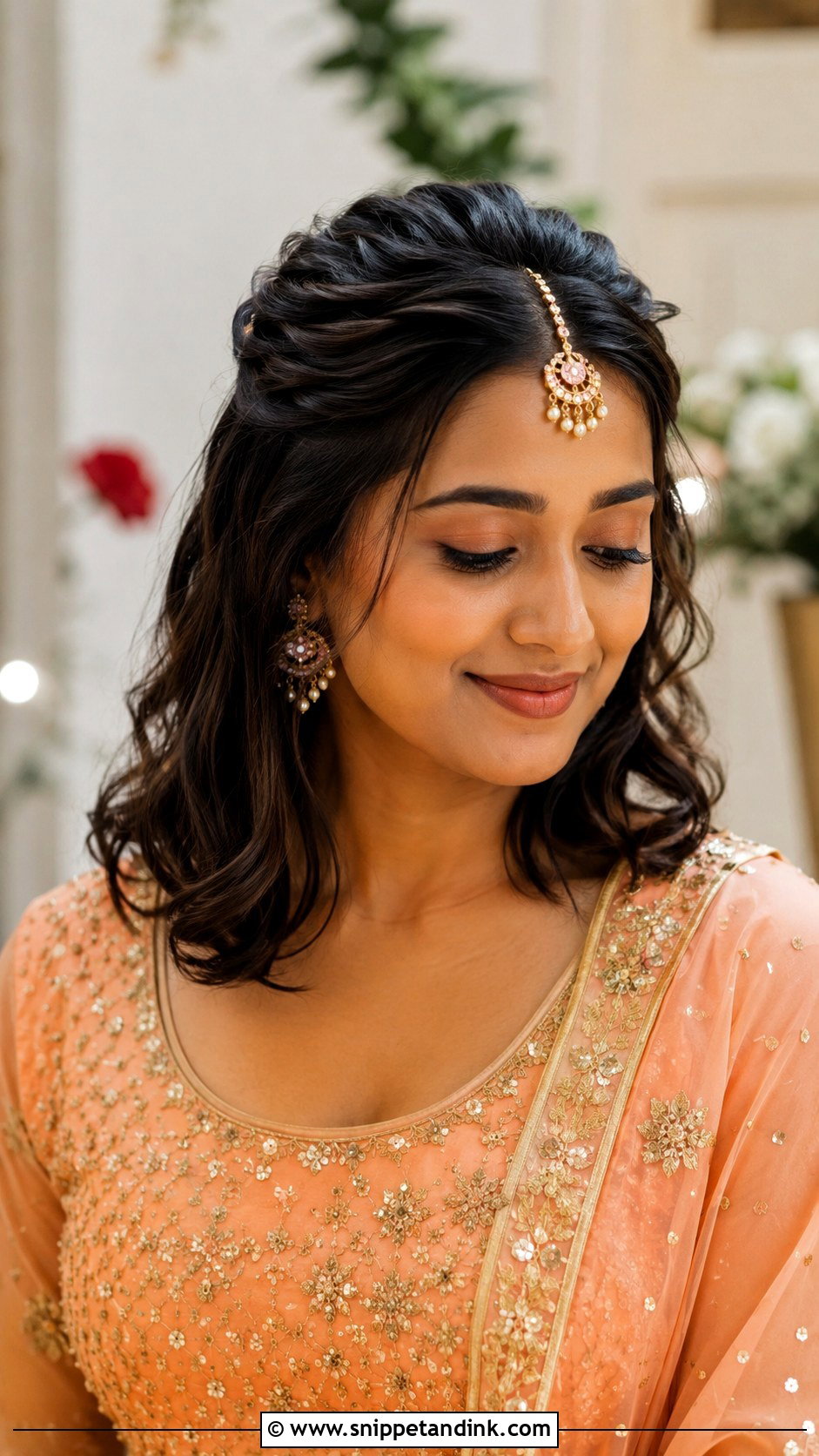 Short Hair Indian Wedding Low Bun - Snippet and Ink - 15 Short Hair Indian Wedding Hairstyles
