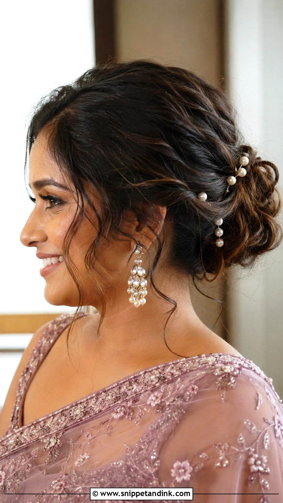 Short Hair Indian Wedding Messy Bun - Snippet and Ink - 15 Short Hair Indian Wedding Hairstyles