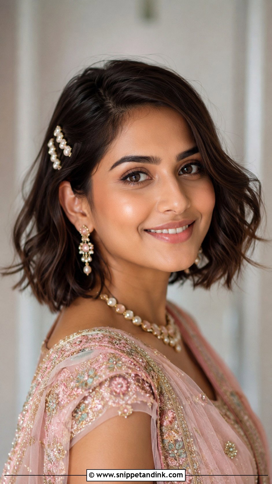 Short Hair Indian Wedding Wavy Bob - Snippet and Ink - 15 Short Hair Indian Wedding Hairstyles