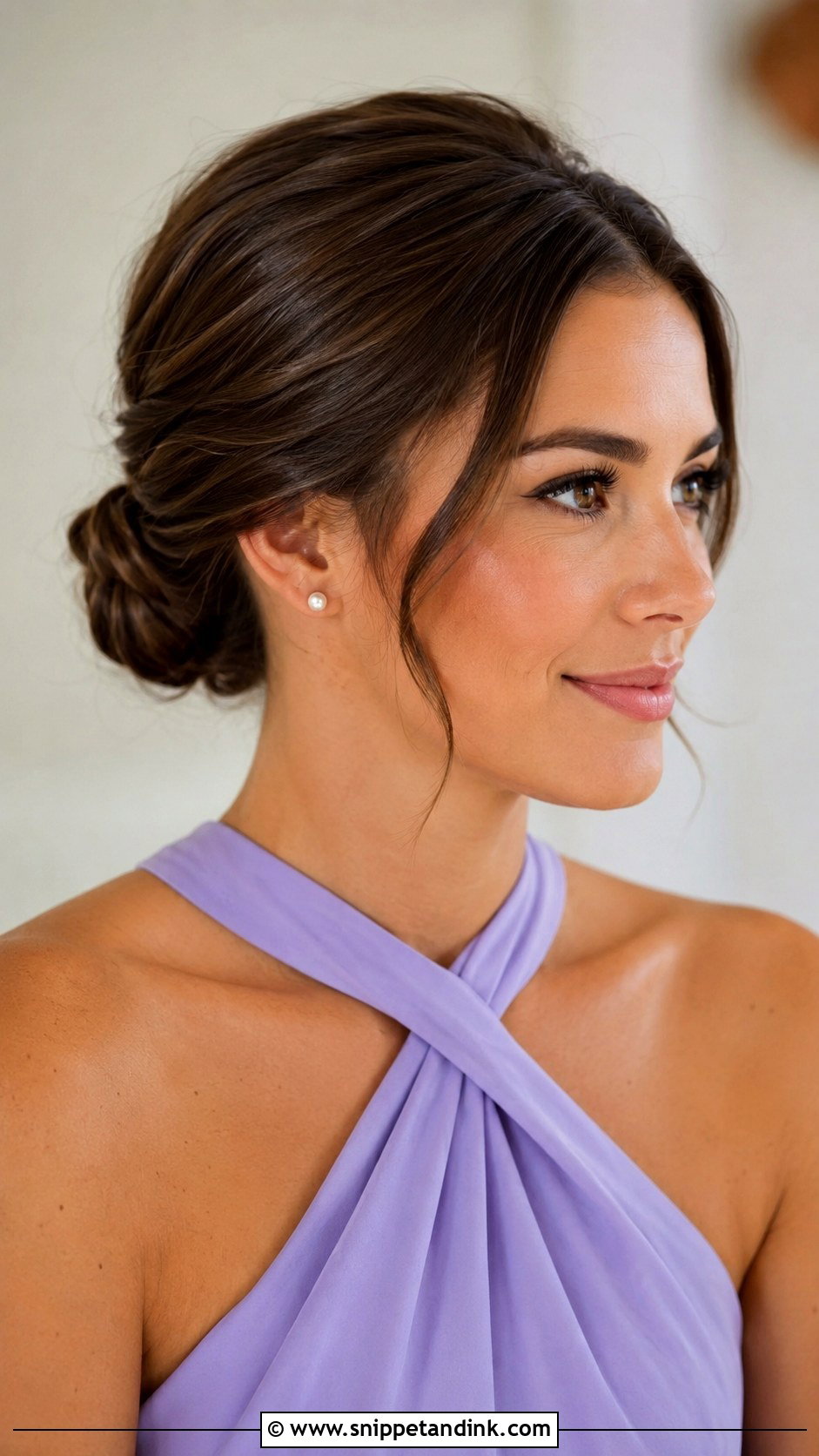 Short Hair Low Bun For Wedding Guest - Snippet and Ink - 15 Hair Styles for Short Hair Wedding Guest