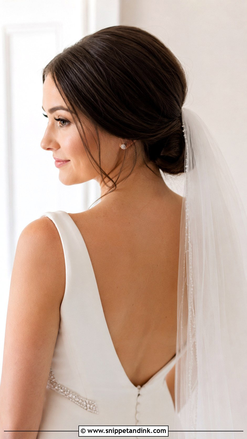 Short Hair Low Bun Wedding Style - Snippet and Ink - 20 Bridal Hair for Short Hair Ideas