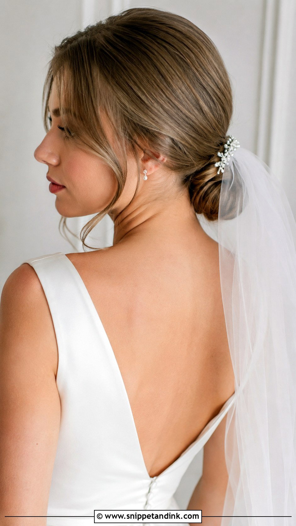 Short Hair Low Bun for Bride - Snippet and Ink - 20 Hairdos for Short Hair Wedding