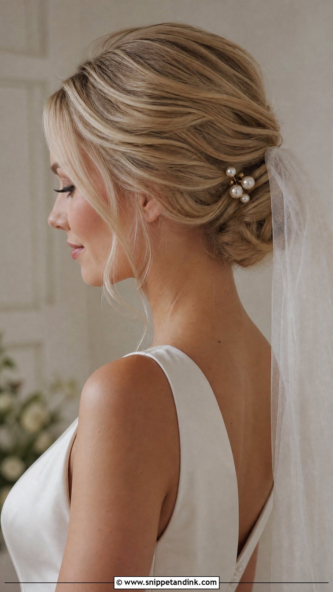 Short Hair Low Chignon Bridal Updo - Snippet and Ink - 15 Bridal Updo for Short Hair Ideas