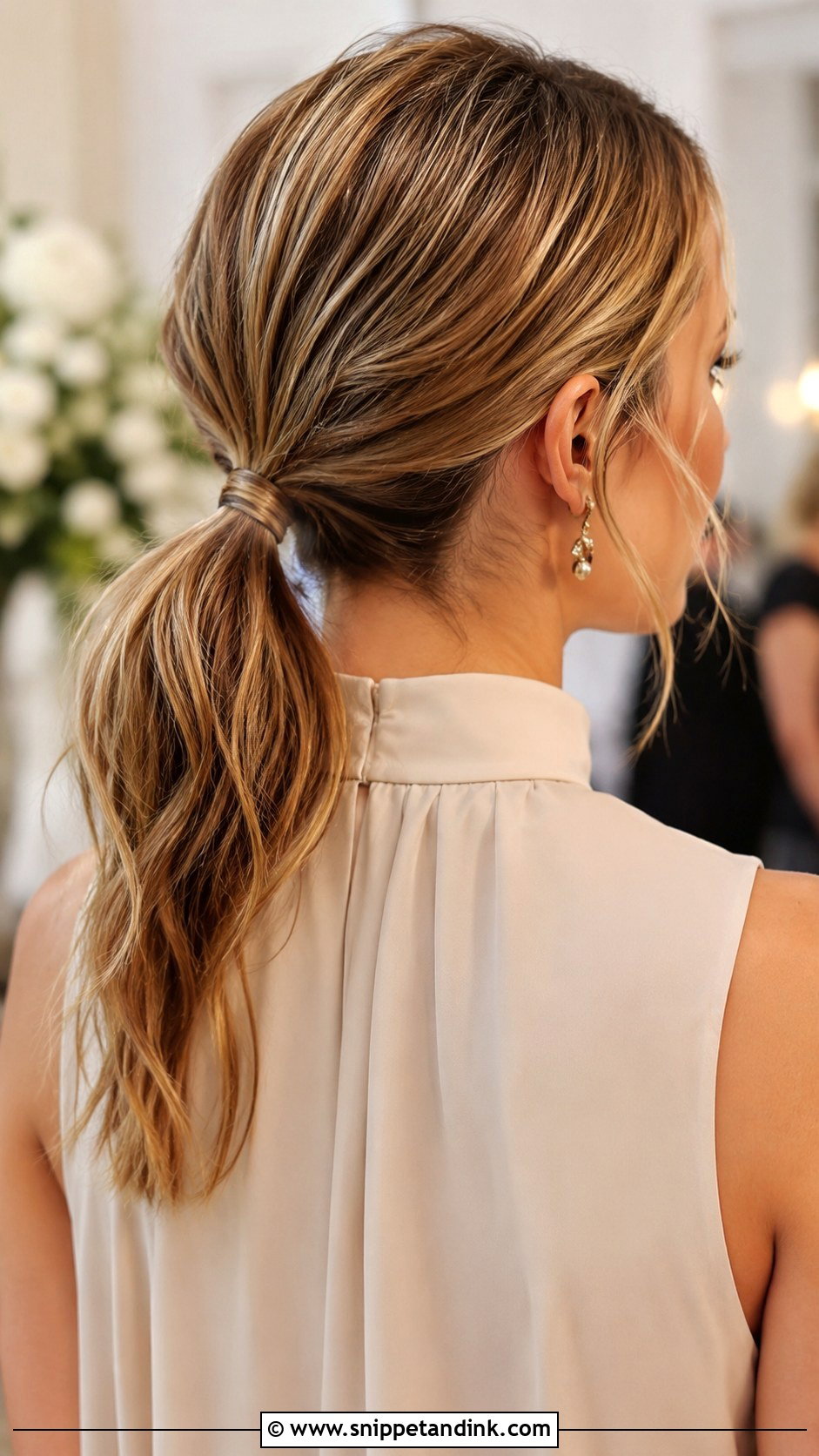Short Hair Low Ponytail for Weddings - Snippet and Ink - 25 Short Hairstyle Wedding Guest Ideas