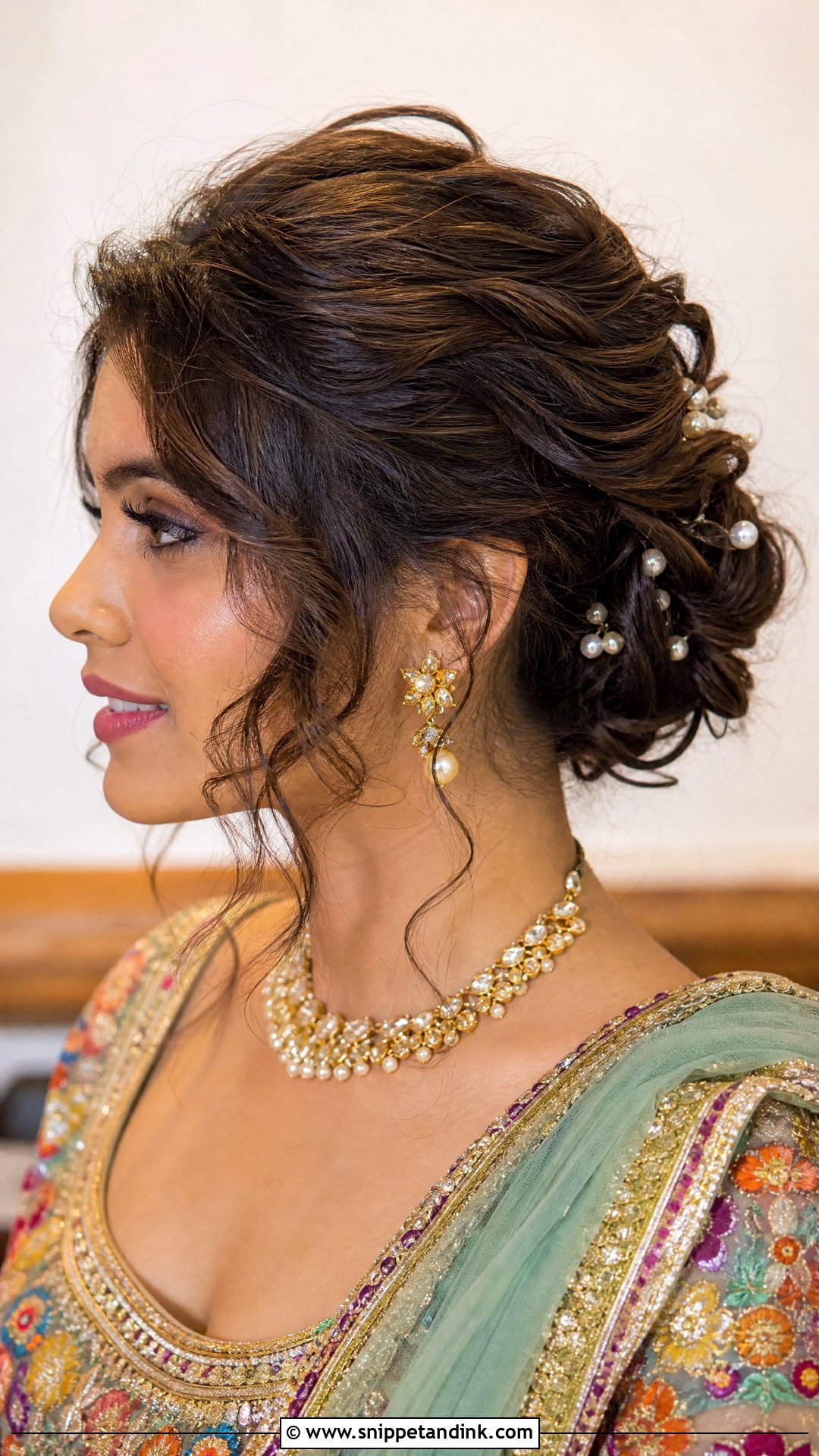 Short Hair Messy Bun For Indian Wedding - Snippet and Ink - 20 Short Hair Styles Indian Wedding