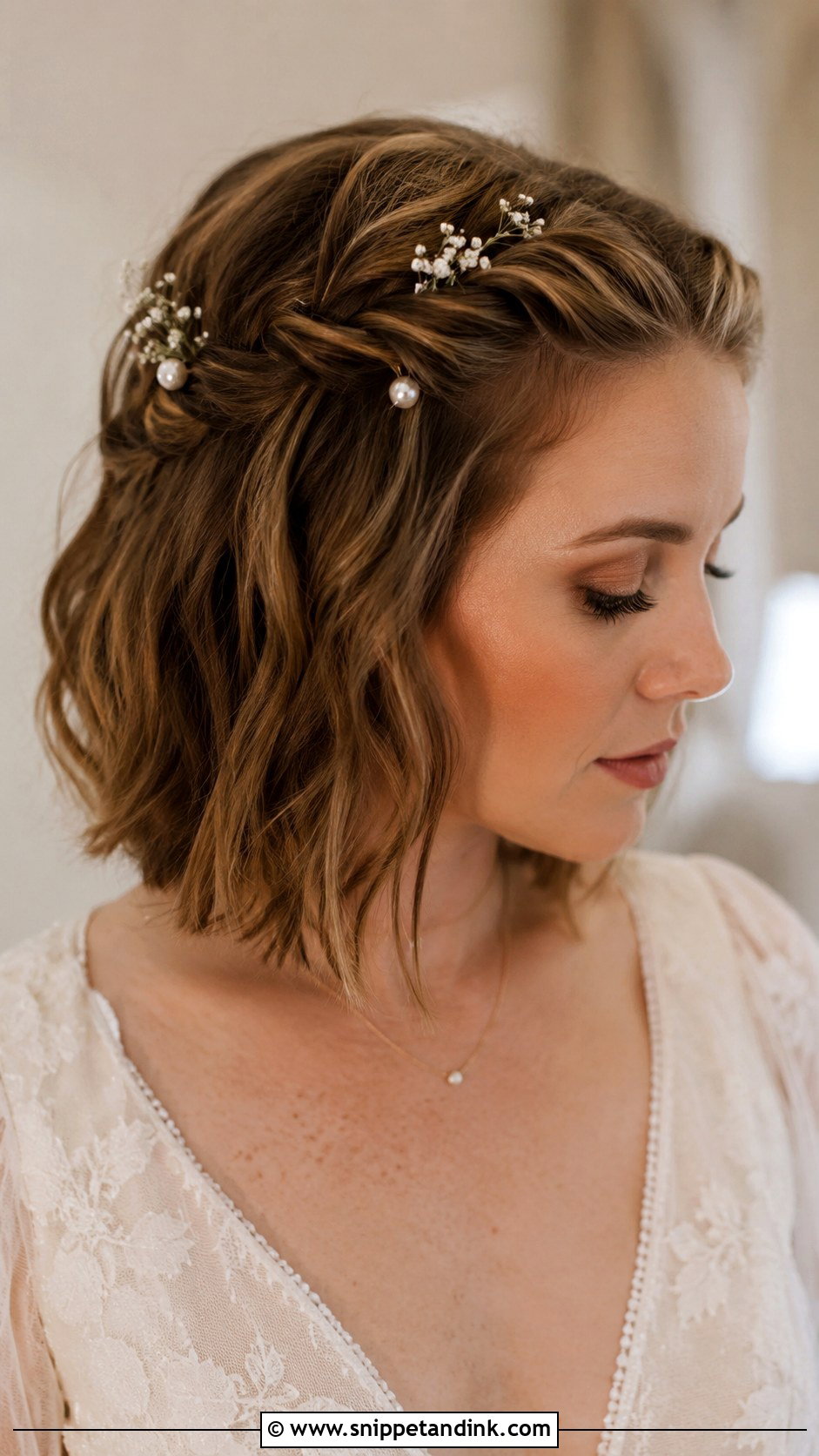 Short Hair Pinned Back Twists for Wedding - Snippet and Ink - 20 Hairdos for Short Hair Wedding