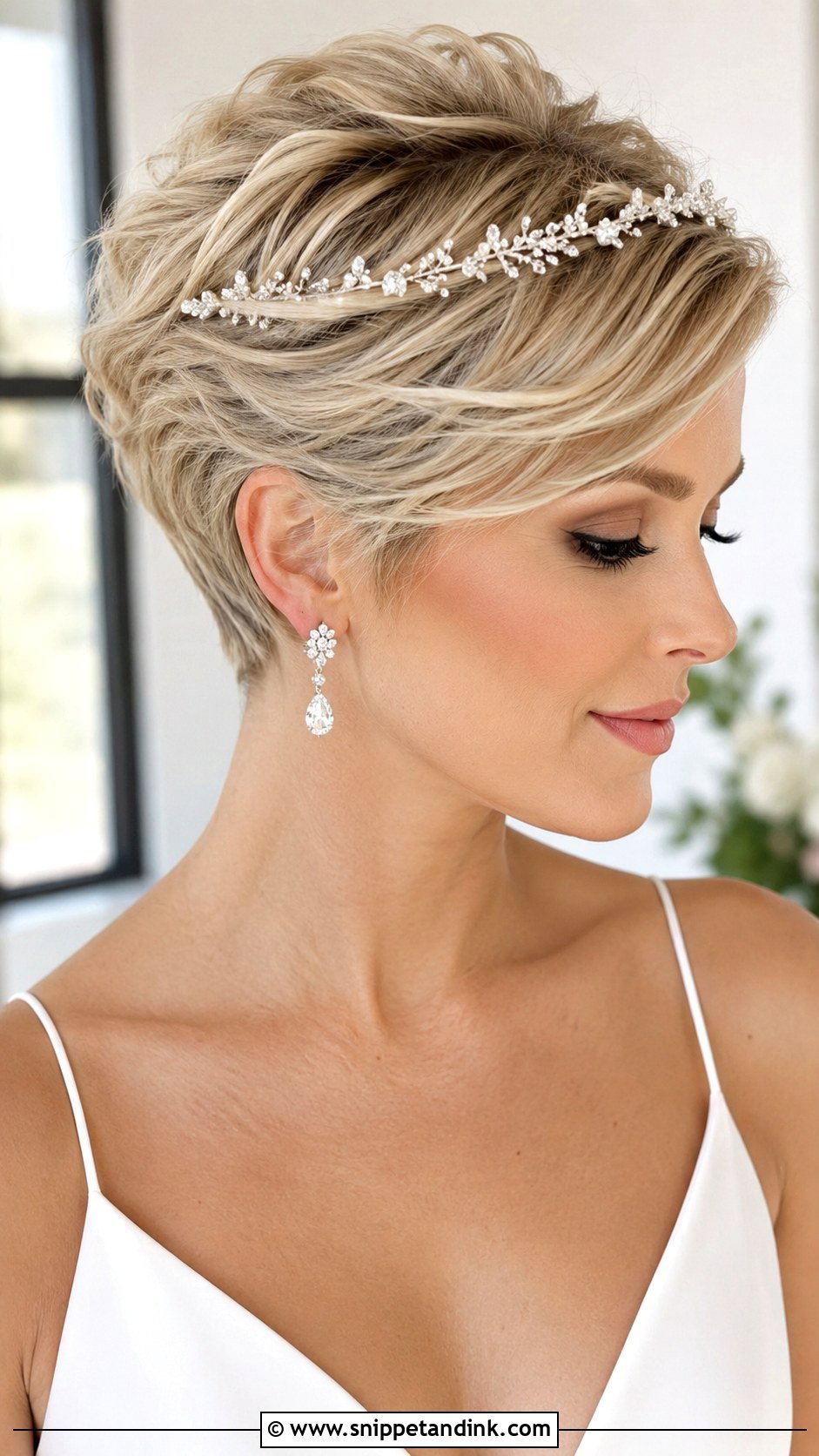 Short Hair Pixie Wedding Updo - Snippet and Ink - 15 Short Hair Up Do Wedding Ideas