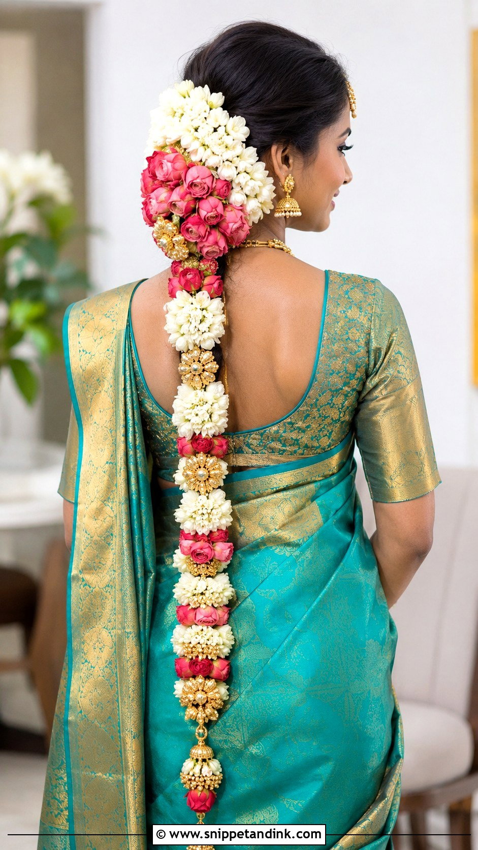 Short Hair Poola Jada Bridal Hairstyle - Snippet and Ink - 15 Poola Jadalu Bridal Hairstyles