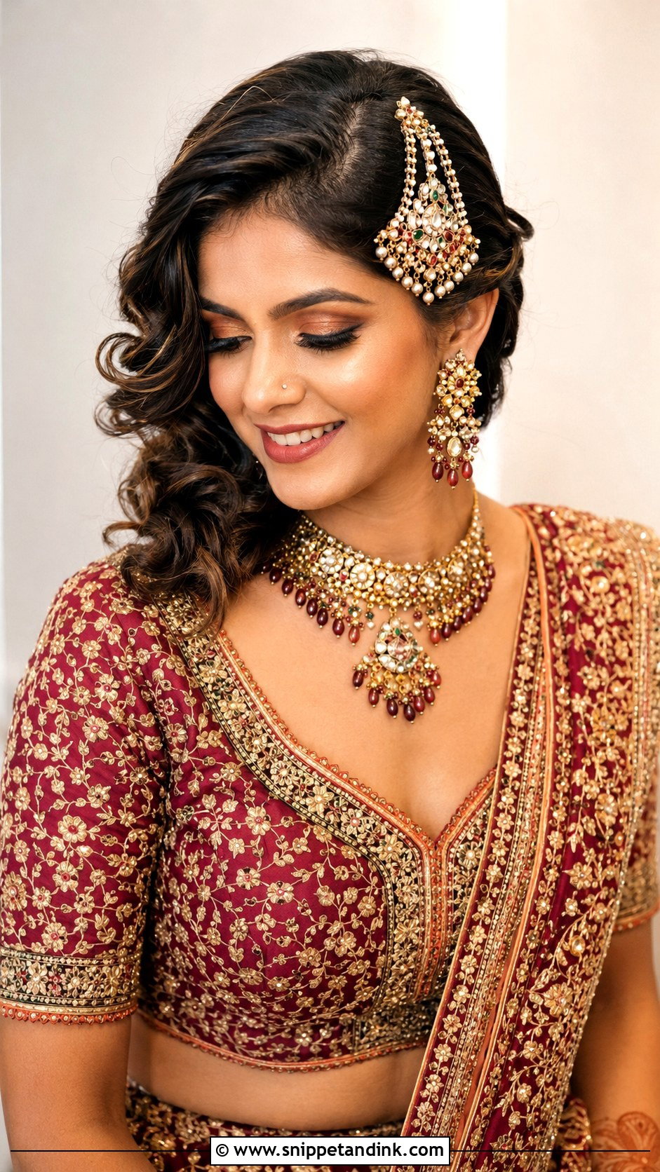 Short Hair Side Swept Curls For Indian Bride - Snippet and Ink - 15 Indian Bridal Hairstyles for Short Hair