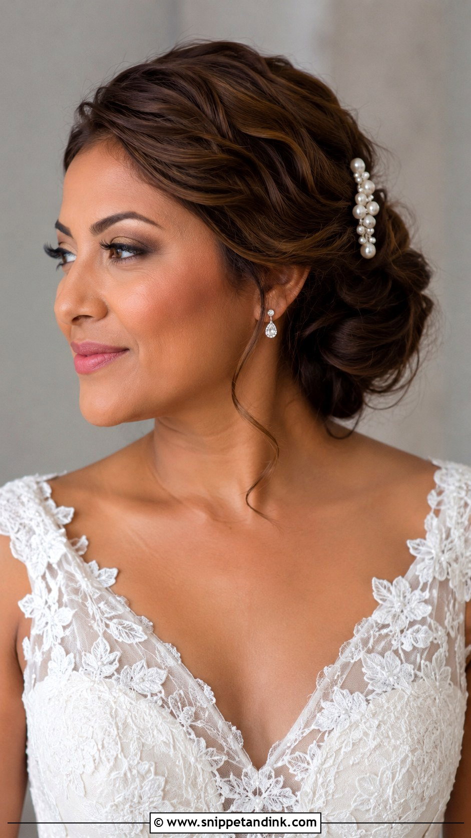Short Hair Side Swept Updo - Snippet and Ink - 15 Short Hair Bridal Updo Ideas