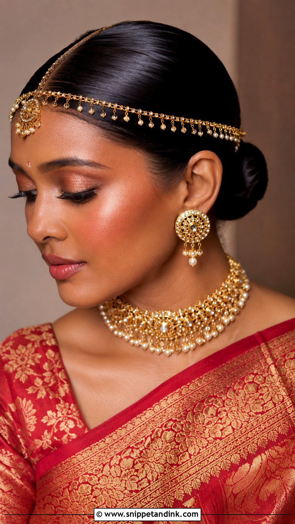 Short Hair Sleek Bun For Indian Bride - Snippet and Ink - 15 Indian Bridal Hairstyles for Short Hair