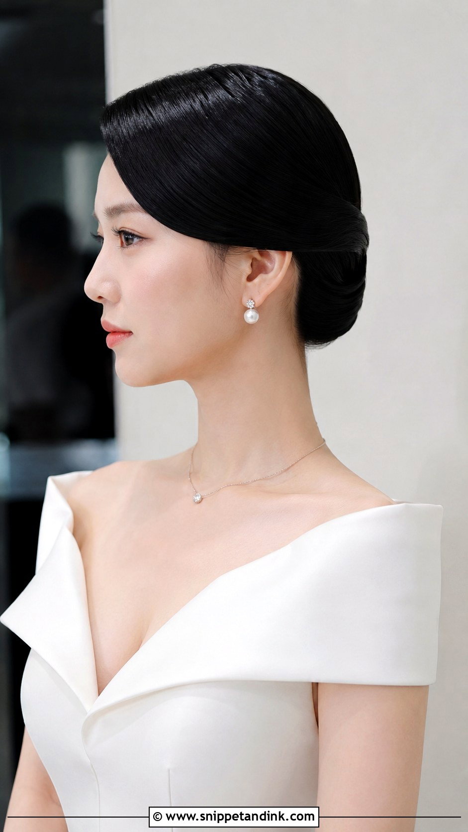 Short Hair Sleek Wedding Updo - Snippet and Ink - 15 Short Hair Up Do Wedding Ideas