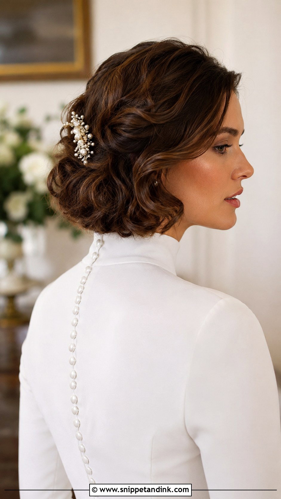 Short Hair Updo For High Neck Wedding Dress - Snippet and Ink - 20 High Neck Wedding Hairstyles